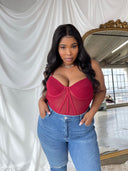 KALI Merlot Sheer Mesh Corset