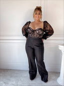 CAMILLE Long Sleeve Lace Bodysuit