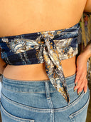 COCO Mustard Print Scarf Satin Bandana Top